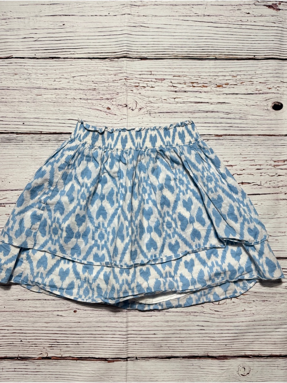 Janie and Jack Skirt Blue White Ikat Tiered Ruffle Skirt Girls 8